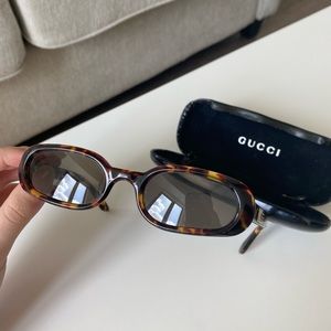 Gucci Oval/Round Tortoise Shell Sunglasses